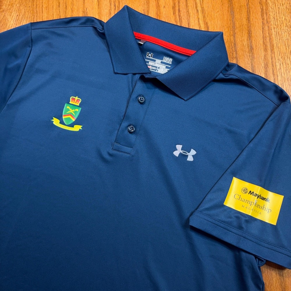 Under Armour Polo Mens Large Blue Golf Royal Selangor Maybank Championship Logo